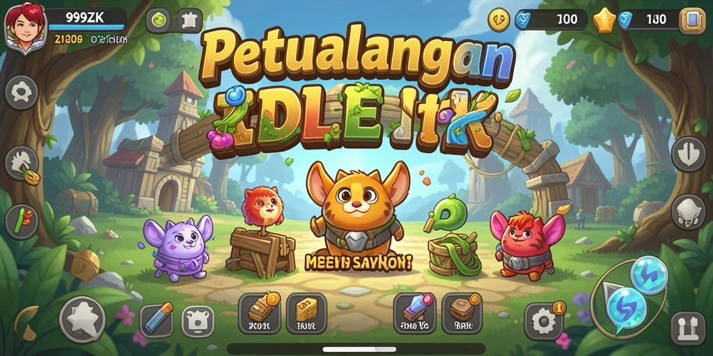 Screenshot gameplay 99ZK menampilkan karakter yang berinteraksi dalam mode Idle.