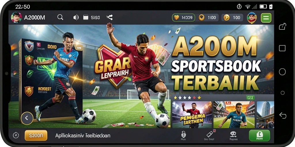 Tampilan gameplay A200M menangkap aksi taruhan olahraga yang seru.