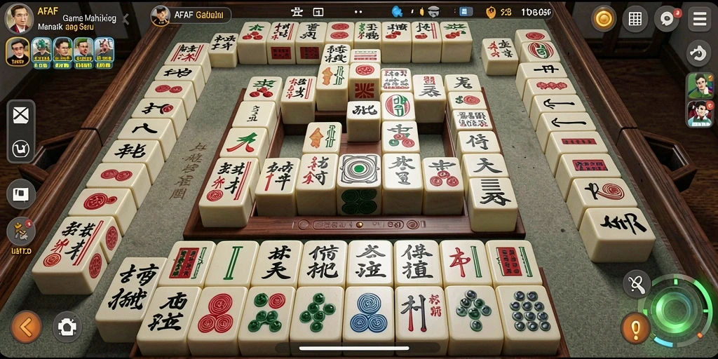 Screenshot utama AFAF menampilkan gameplay Mahjong yang memukau.