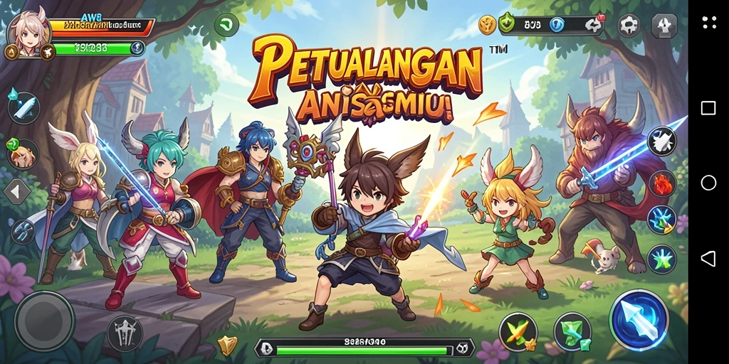 Tampilan gameplay seru dari AW8 dalam dunia anime yang menakjubkan.