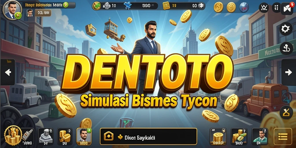 Screenshot DENTOTO menunjukkan pemain mengelola bisnis dengan grafis yang menarik.