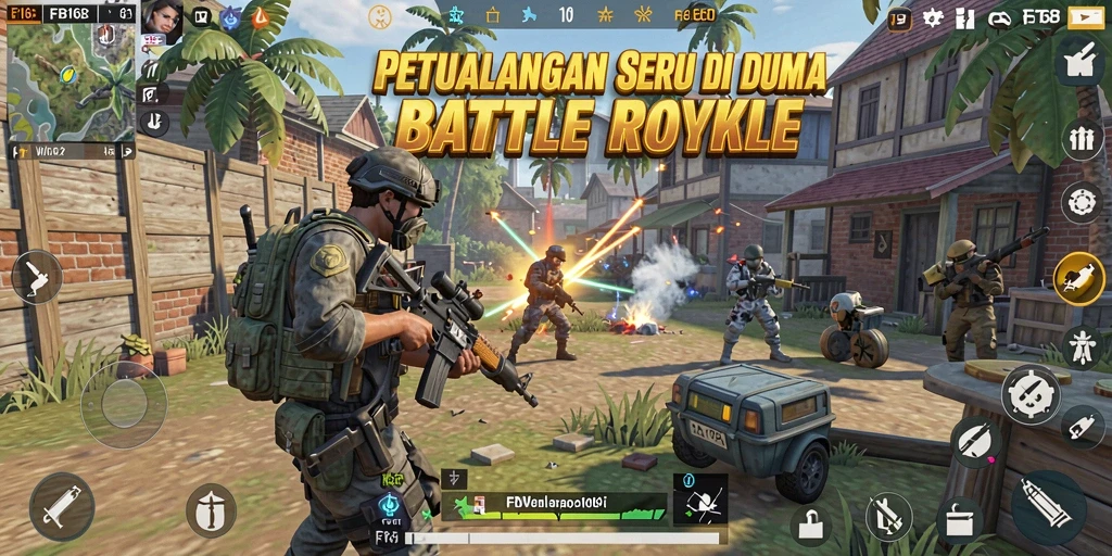 Screenshot FB168 menampilkan aksi seru dalam pertarungan Battle Royale.