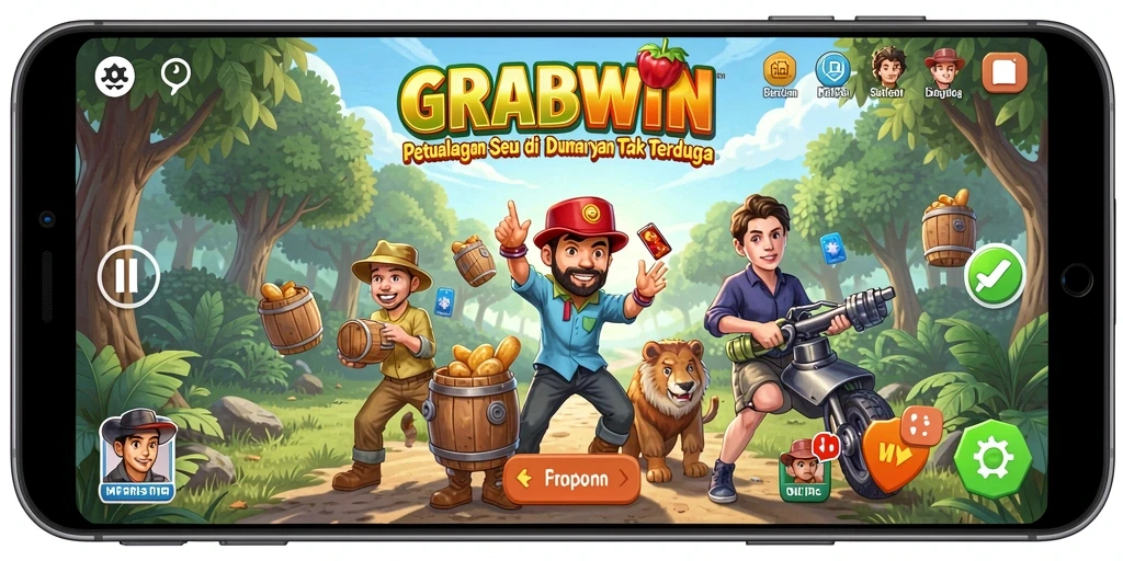 Gameplay seru di GRABWIN dengan pemandangan menakjubkan.