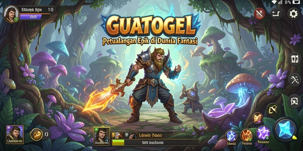 Tampilan gameplay GUATOGEL yang menarik di dunia fantasi.