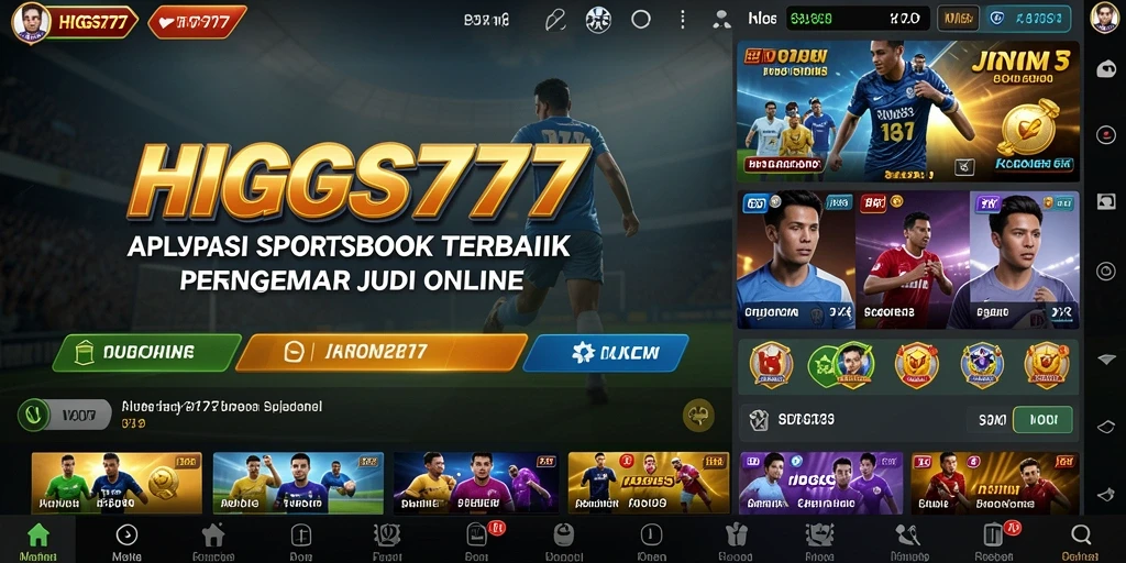 Tampilan antarmuka HIGGS777 saat bermain taruhan olahraga.