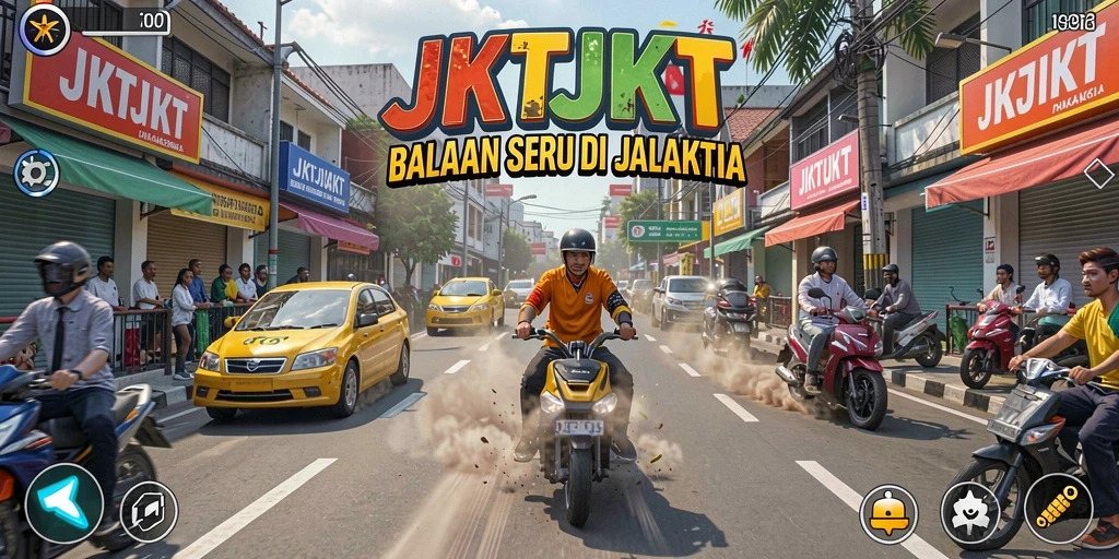 Tampilan gameplay JKTJKT yang mendebarkan di jalanan Jakarta.