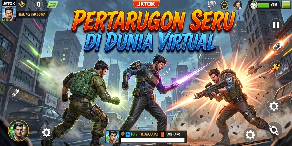 Screenshot utama JKTOK menampilkan aksi pertarungan yang mendebarkan.