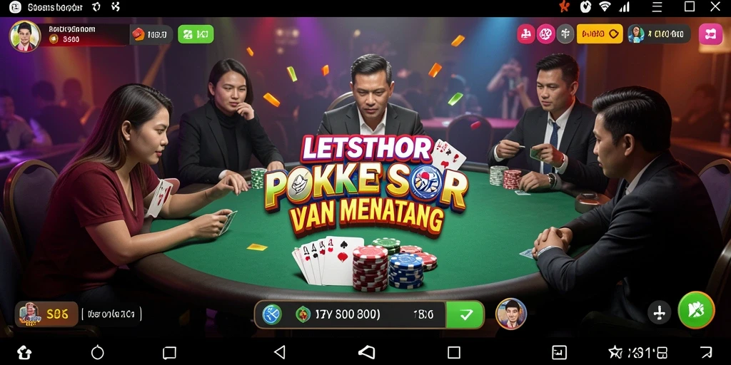 Screenshot menunjukkan gameplay Poker yang mendebarkan di LETSTHOR.