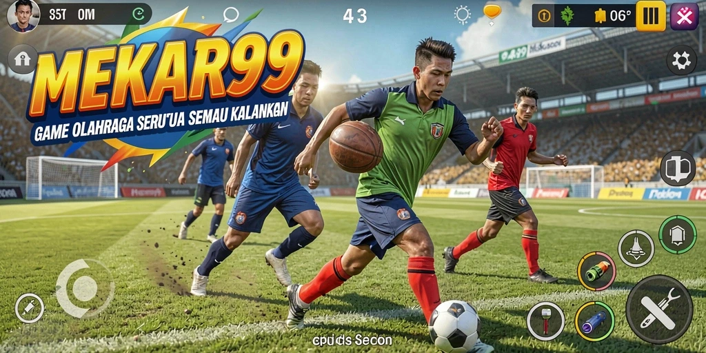 Menampilkan gameplay seru dari permainan MEKAR99 di arena olahraga.