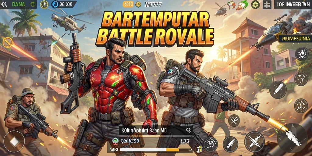 Screenshot gameplay <strong>MT777</strong> menampilkan aksi seru dalam pertarungan Battle Royale.