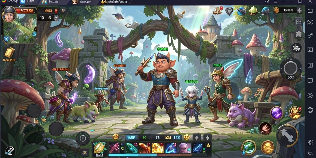 Screenshot MZ356 menampilkan pertempuran epik antara pahlawan dan monster.