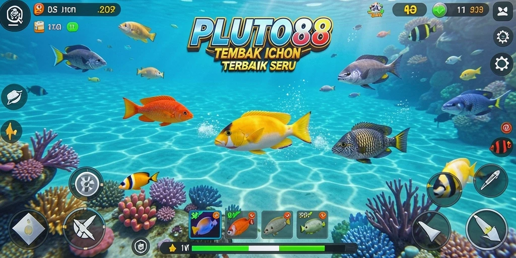 Tampilan gameplay seru dalam PLUTO88 saat menangkap ikan.