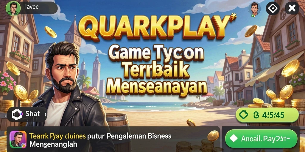 Tangkapan layar gameplay QUARKPLAY yang menampilkan pengelolaan bisnis yang seru.