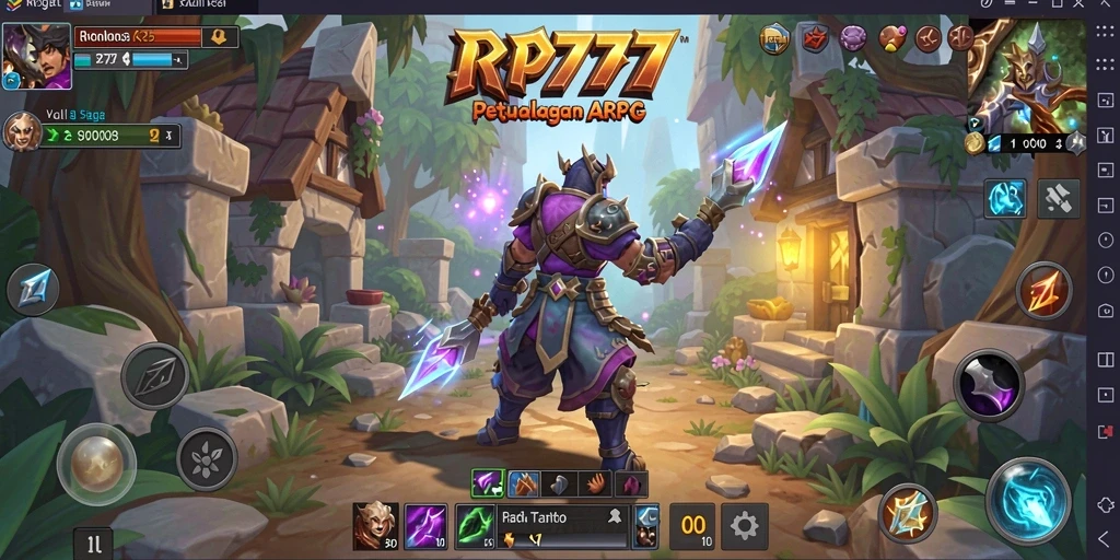 Tampilan epik dari pertarungan dalam game ARPG RP777.