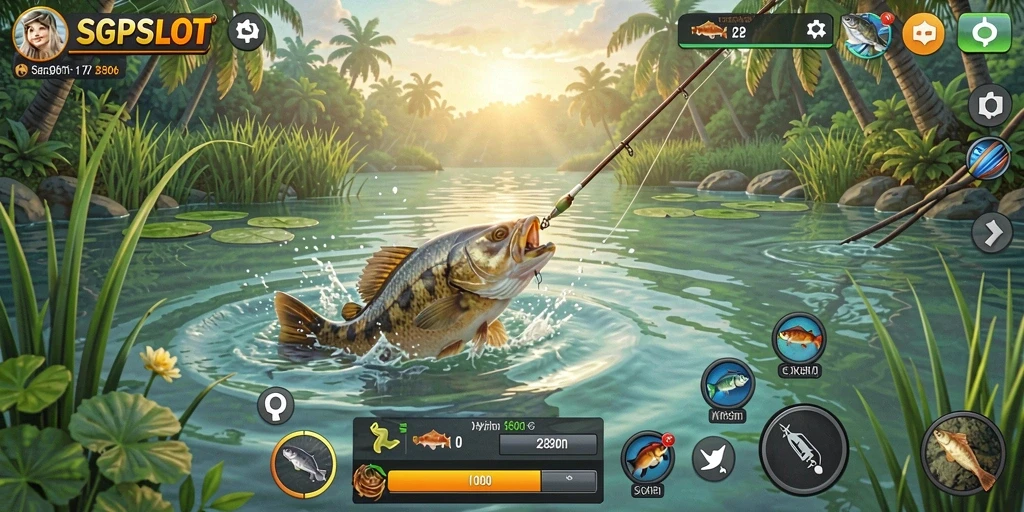 Tampilan gameplay SGPSLOT yang menakjubkan saat memancing di lautan.