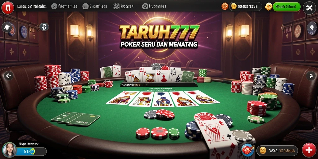 Screenshot TARUH777 menampilkan aksi seru permainan poker yang menegangkan.